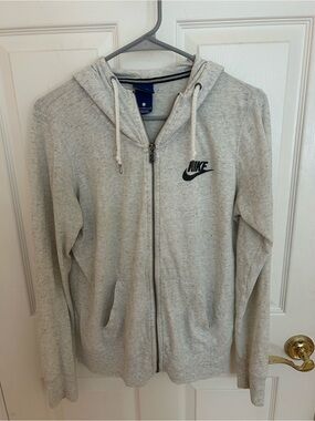 Nike Women's Light Heather Gray Zip-Up Hoodie